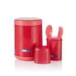 Набор для кормления Bebe Due: Термоконтейнер 500мл, пенал с ложкой и вилкой. — розовый-красный
