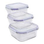 Контейнер стеклянный 3в1 DOSH I HOME SAGITTA, набор 3 шт — квадратный 0.3л, 0.54л, 0.8л