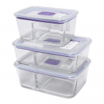 Контейнер стеклянный 3в1 DOSH I HOME SAGITTA, набор 3 шт — с разделителем 0.6л, 0.8л, 1.0л