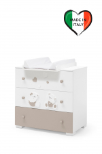 Тумба Erbesi Mirtillo с пеленальным матрасиком — белый/песочный