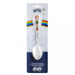 Ложка для кормления детская Кольчугинский мельхиор "Маша" посеребренная с эмалью в блистере — Цветной