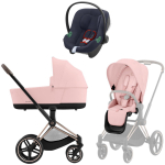 Коляска 3 в 1 Cybex Priam IV Rosegold и автокресло Aton B2 i-Size — Peach Pink