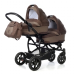 Коляска-люлька для двойни Esspero Duetto (шасси Black) — Coffee