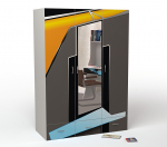 Шкаф 3х дверный ABC-KING PILOT — с зеркалом серый каркас