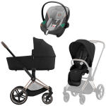 Коляска 3 в 1 Cybex Priam IV Rosegold и автокресло Aton S2 i-Size — Sepia Black