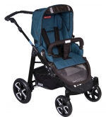 Прогулочная коляска Patron Fenix 4C-S (серебряная рама)  — tweed teal blue 665