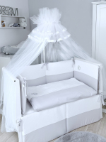 Комплект постельного белья Lepre Velour Bear 6 предметов (125*65) — Белый/серый в полоску