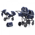 Коляска для двойни 3 в 1 Tutis Terra   — Т.синий/Голубой