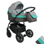 Коляска 3в1 Alis ALVARO — т.серый+св.серый+шалфей кожа