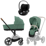 Коляска 3 в 1 Cybex Priam IV Chrome Brown и автокресло Cloud G i-Size — Leaf Green