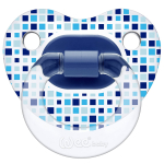 Ортодонтическая соска-пустышка WeeBaby прозрачная, с рисунком, с 6 месяцев — синий