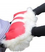 Муфта для рук на коляску Esspero Polar Bear (Натуральный мех) — Red