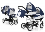 Коляска для двойни 2 в 1 Esspero Duetto (шасси White) — Navy Grey