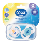 Набор ортодонтических сосок-пустышек WeeBaby День-Ночь, 2 шт. в контейнере, с 6 месяцев — синий