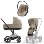 Коляска 3 в 1 Cybex Priam IV Chrome Brown и автокресло Cloud T i-Size Plus — Cozy Beige