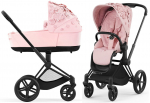 Коляска 2 в 1 Cybex Priam IV (шасси Matt Black) — Simply Flowers Pale Blush