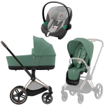 Коляска 3 в 1 Cybex Priam IV Rosegold и автокресло Aton S2 i-Size — Leaf Green