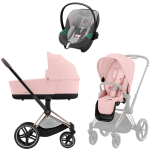Коляска 3 в 1 Cybex Priam IV Rosegold и автокресло Aton S2 i-Size — Peach Pink