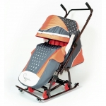 Санки-коляска RT СКОЛЬЗЯШКИ "Мозаика" — коричневый-терракотовый-светло-бежевый