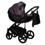 Коляска 2 в 1 Indigo TOUR ECO  — черная кожа+фиолетовый