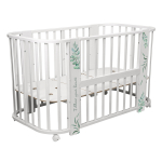Детская кроватка Indigo "Green Line" 5 в 1 (маятник) массив березы — травинки