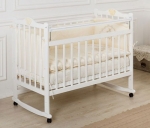 Детская кроватка Farfello Incanto Pali с мишкой (колесо/качалка) — белый