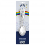 Ложка для кормления детская Кольчугинский мельхиор "Божья коровка" посеребренная с эмалью в блистере — Голубая