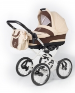 Коляска для новорожденных Esspero Classic (шасси White) — Beige Brown