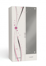 Шкаф 2х дверный ABC-KING Принцесса — с зеркалом каркас белый