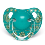 Пустышка Suavinex 18+мес "Winter collection" анатомич. силиконовая — Зеленый, снежинки