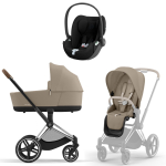 Коляска 3 в 1 Cybex Priam IV Chrome Brown и автокресло Cloud G i-Size Plus — Cozy Beige