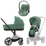 Коляска 3 в 1 Cybex Priam IV Chrome Brown и автокресло Cloud T i-Size Plus — Leaf Green