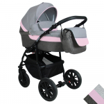 Коляска 2в1 Alis ALVARO — т.серый+св.серый+розовая кожа
