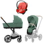Коляска 3 в 1 Cybex Priam IV Chrome Brown и автокресло Aton S2 i-Size — Leaf Green