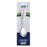 Ложка для кормления детская Кольчугинский мельхиор "Божья коровка" посеребренная с эмалью в блистере — Розовая