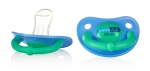Пустышка силиконовая ортодонтическая Bebe Due MEDIC, 2 шт. — 0-6 синий-зеленый