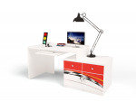Стол модульный Г Тумба 400+400 ABC-KING LA-MAN (красный) — правый