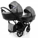 Коляска для двойни 2 в 1 TAKO CORONA DUO slim — TC-03 DUO slim черный/узор серебро