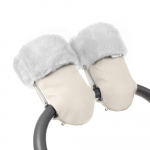 Муфта-рукавички для коляски Esspero Double White Leatherette (Натуральная шерсть) — Beige