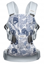 Рюкзак-Кенгуру BabyBjorn One Cotton Mix — Принт "листья" бледно-голубой