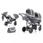 Коляска для двойни 3 в 1 Tutis Terra   — Cерый.лен/Cв.серый