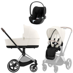 Коляска 3 в 1 Cybex Priam IV Chrome Brown и автокресло Cloud G i-Size — Off White