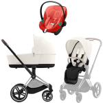 Коляска 3 в 1 Cybex Priam IV Chrome Brown и автокресло Aton S2 i-Size — Off White