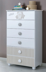 Тумба Pali Teddy B 6 ящиков — Белый/Серо-песочный