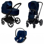 Коляска 3 в 1 Cybex Priam III (шасси Matt Black) — Indigo Blue