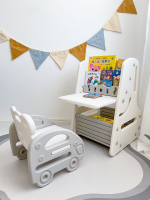 Стол трансформер детский 3 в 1 UNIX Kids со стульчиком — Grey