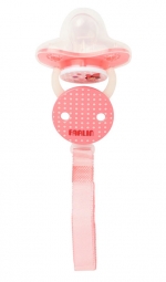 Набор силиконовая пустышка Farlin 6+ мес. (с колпачком и цепочка для пустышки) — Розовый