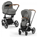 Коляска 2 в 1 Cybex Priam IV (шасси Chrome Brown) — Mirage Grey