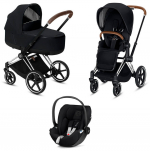 Коляска 3 в 1 Cybex Priam III (шасси Chrome) — Premium Black