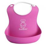 Нагрудник мягкий пластиковый для кормления ребенка BabyBjorn — розовый